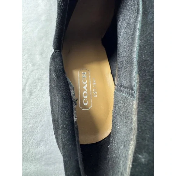 Coach Annika Heeled Ankle Booties Women's 7 Black Leather Suede Stiletto Heel - Picture 8 of 9